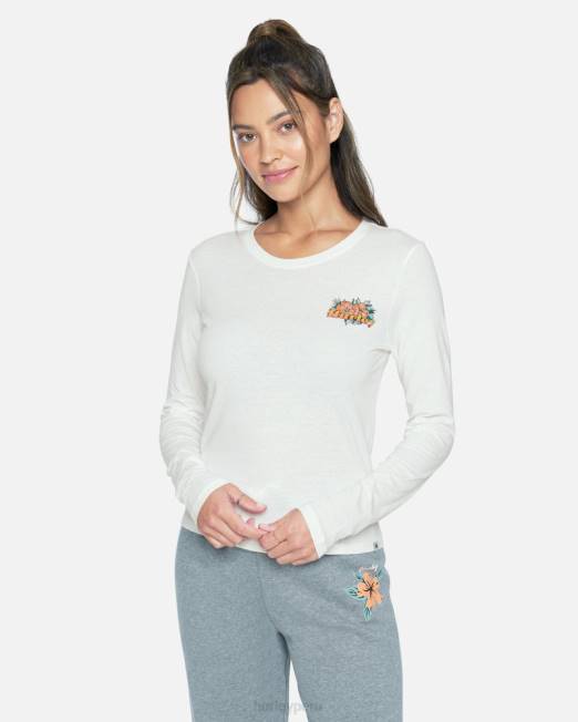 mujer Hurley malvavisco camiseta violeta de manga larga con tripulación perfecta ropa 8L2D558