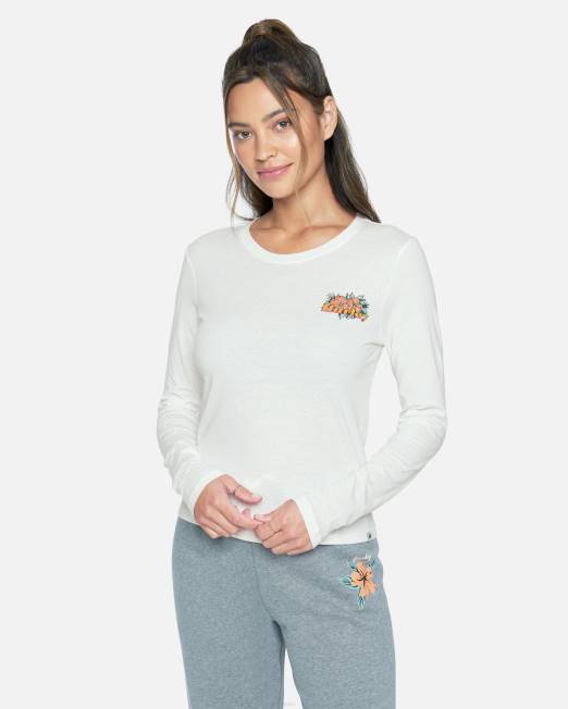 mujer Hurley malvavisco camiseta violeta de manga larga con tripulación perfecta ropa 8L2D558