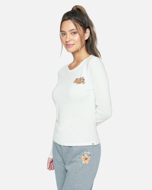 mujer Hurley malvavisco camiseta violeta de manga larga con tripulación perfecta ropa 8L2D558