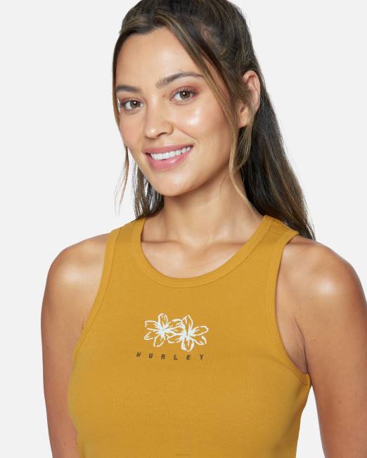 mujer Hurley miel de oro camiseta sin mangas tallie crop de canalé ropa 8L2D559
