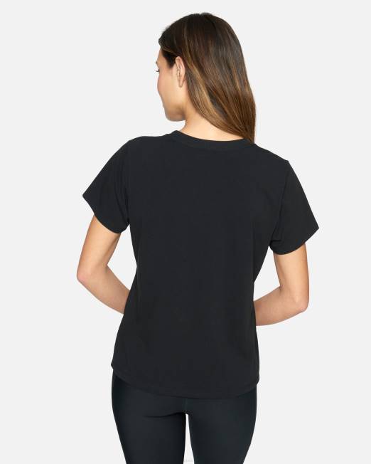 mujer Hurley negro camiseta clásica de leopardo ropa 8L2D566