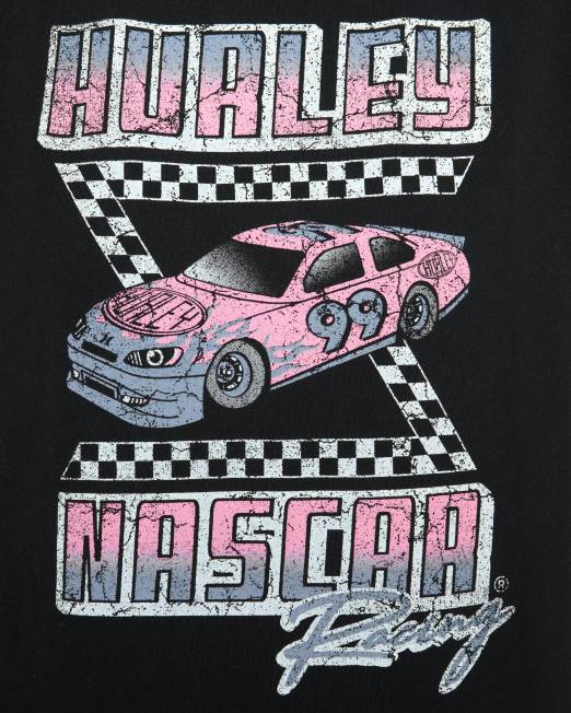 mujer Hurley negro camiseta clásica del auto de carreras de nascar ropa 8L2D571