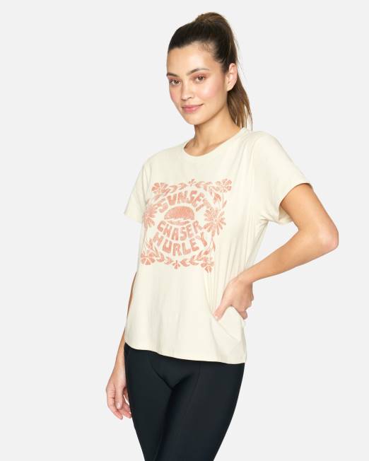 mujer Hurley vendimia blanca Camiseta clásica Sunset Chaser ropa 8L2D555