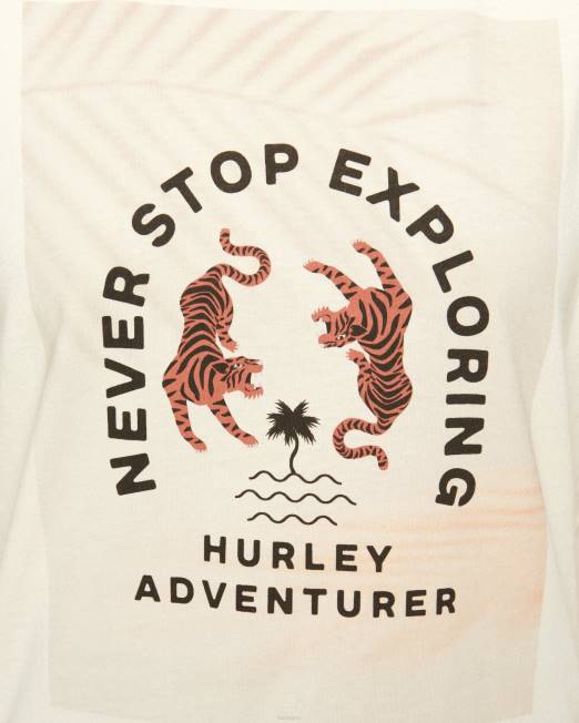 mujer Hurley vendimia blanca camiseta clásica de aventurero ropa 8L2D567