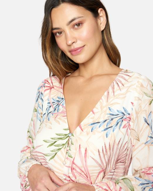 mujer Hurley crema múltiple mini vestido de verano ropa 8L2D496