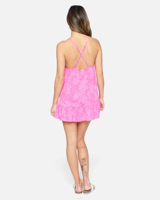 mujer Hurley ponche rosa vestido corto con lazo en la parte delantera de Jungle Walk ropa 8L2D474